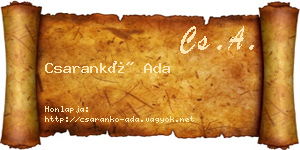 Csarankó Ada névjegykártya